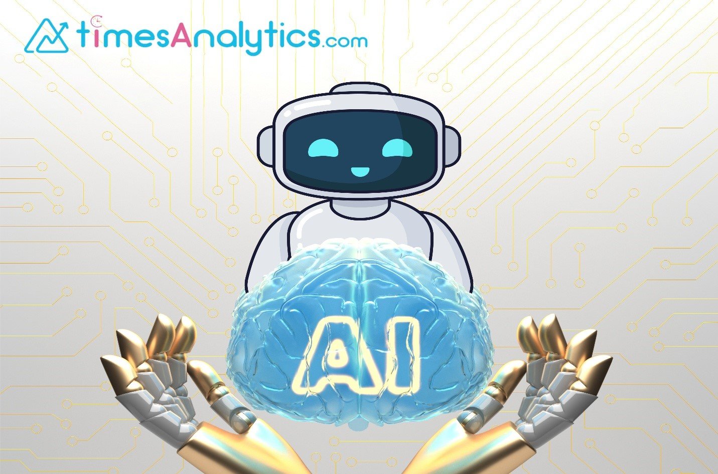 “Glowing AI brain surrounded by holographic symbols for health, education, and sustainability”